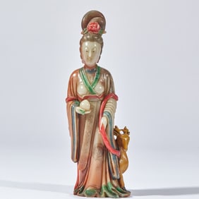 Shoushan Stone "Maghu Presenting Peaches"