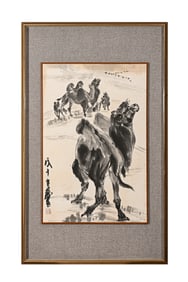 Huang Zhou's Fine Framed Painting (Camel Scene)