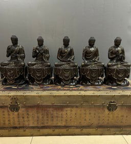 Qing Dynasty Agarwood Five Dhyani Buddhas