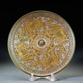 Gilt-silver Inlaid Bronze Mirror with Phoenix Patterns of the Han Dynasty