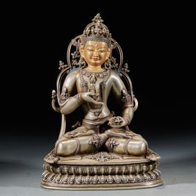Silver Inlaid Vajrasattva Bodhisattva Statue