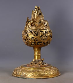 Warring States to Han Dynasty Bronze Gilt Boshan Incense Burner
