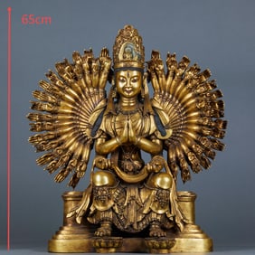 Gilt Bronze Thousand-Armed Guanyin Buddha Seat Statue