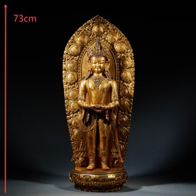 Gilt Bronze Guanyin Standing Statue