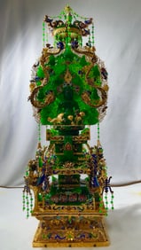 Gilt Filigree Inlaid Jadeite "Sakyamuni Buddha"