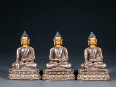 Set of Ming Dynasty Silver Three Buddhas
