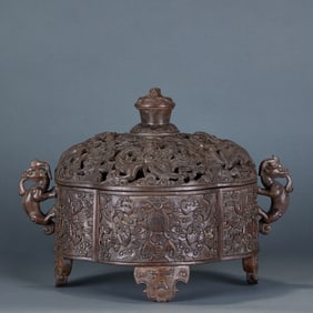 Agarwood Incense Burner with Beast Ears (Blessing, Longevity and Dragon Patterns)