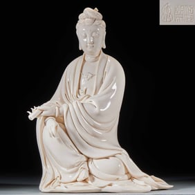 Dehua Kiln Guanyin Holding Sutra, He Chaozong Mark
