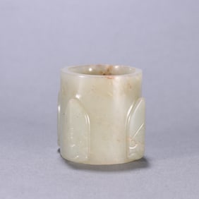 Hetian Jade Cong with Cicada Patterns