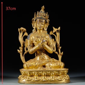 Gilt Bronze Vajrasattva Inlaid with Turquoise