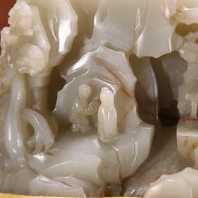 Hetian Jade Seed Material Ornamental Mountain with Figure Stories, Qing Dynasty