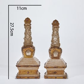 A Pair of Crystal-Inlaid Buddhist Pagodas, Liao Dynasty