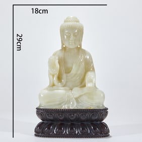 Hetian Jade Seated Statue of Sakyamuni Buddha