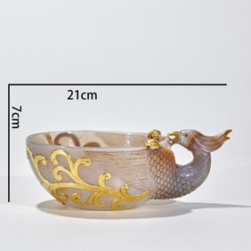 Agate Phoenix-Head Cup Covered with Pure Gold