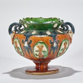 Tang Tri-Color (Sancai) Double-Eared Jar