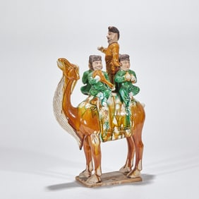 Sancai (Tri-Color) Camel Figurine with Musicians, from the Gao Family