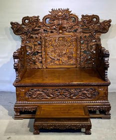 High-Relief Huanghuali Wood Throne