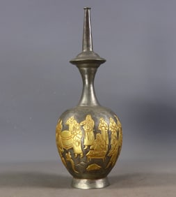Slim-Mouthed Vase with Partial Gilding, Liao Dynasty