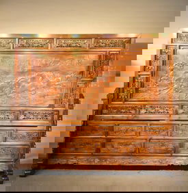 Double-Sided Huanghuali Wood Screen with "Eight Steeds" Design