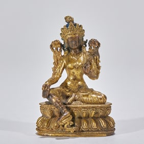 A gilded copper statue of Tara