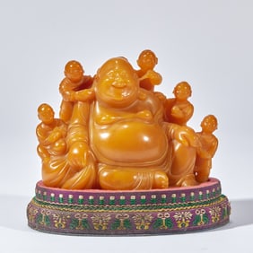 A seal of Maitreya with five children made of tianhuang stone