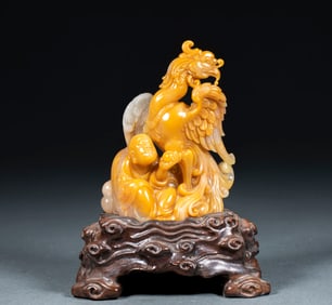 A set of tianhuang stone ornaments with the designs of "Prosperous Future" and "White Hair Together"