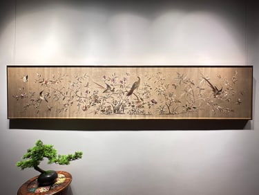 A fine Cantonese embroidery "Prosperous Future" from the late Qing Dynasty and the Republic of China