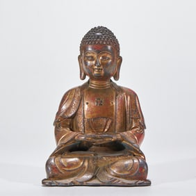 Bronze Gilt and Engraved Sakyamuni Statue
