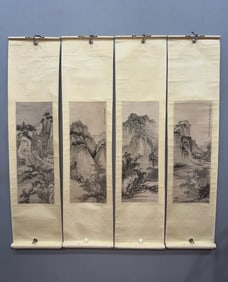A set of four landscape paintings by Wu Hufan