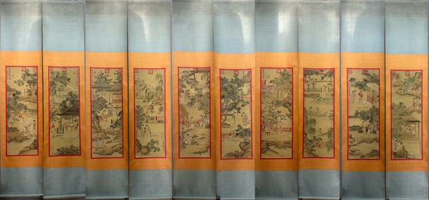 10-panel screen of ladies by Tang Yin