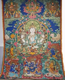 Large-sized Thangka of Four-Armed Avalokitesvara