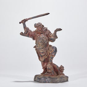 Bronze Standing Statue of Zhong Kui Catching Ghosts