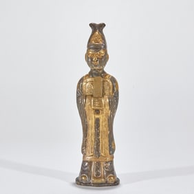 Gilt-Bronze Standing Statue of a Civil Official, Mid-Qing Dynasty
