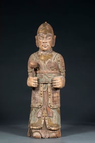 Painted Warrior Figurine, Pre-Ming Dynasty