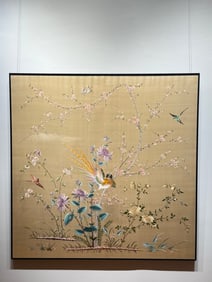Republican Period Fine Cantonese Embroidery of Flowers and Birds