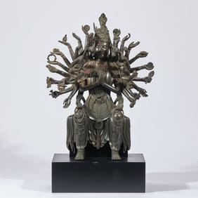 Pre-Ming Dynasty Bronze Thousand-Armed Guanyin Statue