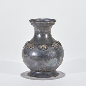 Silver Vase with Partial Gilding and Engraved Passion Flower Pattern