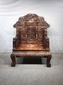 Huanghuali Wood Throne Inlaid with Shells