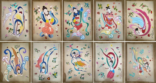 Ten Paintings of Flying Guanyin by Zhang Daqian