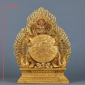 Ming Yongle Reign Gilt Bronze Vajra Statue with Six Realms of Rebirth Design