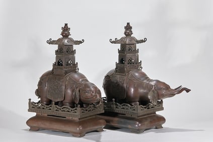 Qing Dynasty Bronze Incense Burner with Elephant Motif Symbolizing Peace and Prosperity