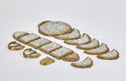 Gilt Bronze and Hetian Jade Belt