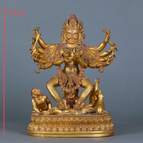 Qing Dynasty Gilt Bronze Twelve-Armed Kalarupa Statue