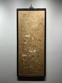 Late Qing to Republican Period Cantonese Embroidery with Flowers and Birds