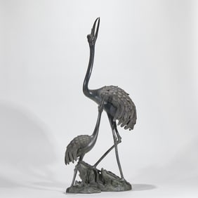 Qing Dynasty Bronze Crane Incense Burner