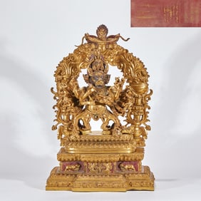 Gilt Bronze Yamantaka with Flaming Aureole