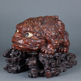Pear Wood Carving of Golden Toad