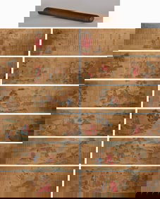 Medicine Buddha Sutra, Silk-Wrapped Paper Scroll, Dated the 12th Day of the 9th Lunar Month in the