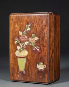 Huanghuali Lidded Box Inlaid with Antique Motif Panels