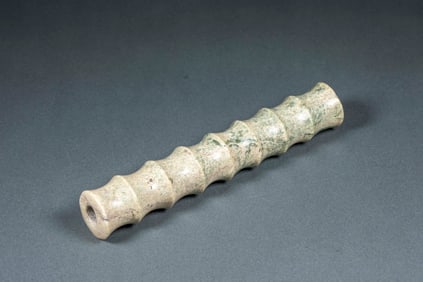 Pre-Ming Hongshan Culture Jade Tube in Bamboo Joint Shape